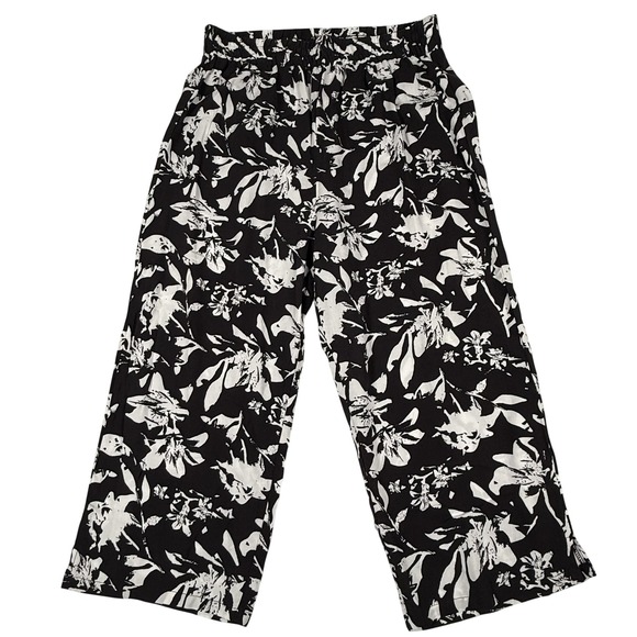 Hester & Orchard Pants - Bohemian Palazzo Pants Medium Flowy Floral Rayon Wide Leg Crop Beach Vacation